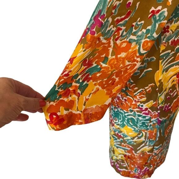 Zara Colorful Floral Dress with 3/4 Sleeves. Lightweight! Sz M. Great Condition - Picture 3 of 12